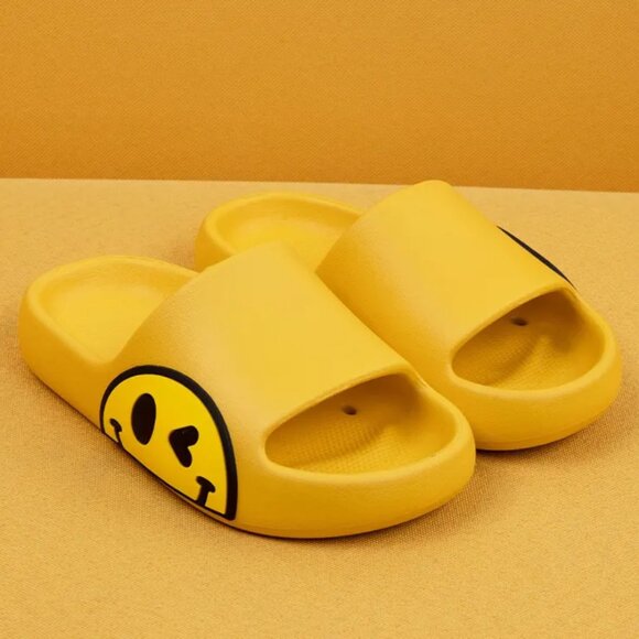 Yellow Smiley Cushion Slides, Light, Non-Slip Slippers - Picture 1 of 5